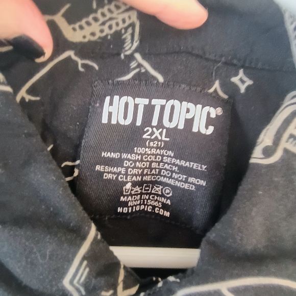 Hot Topic Occult Print Button Up Shirt Skulls Snakes Gothic Black Mens 2XL USA - Picture 2 of 4